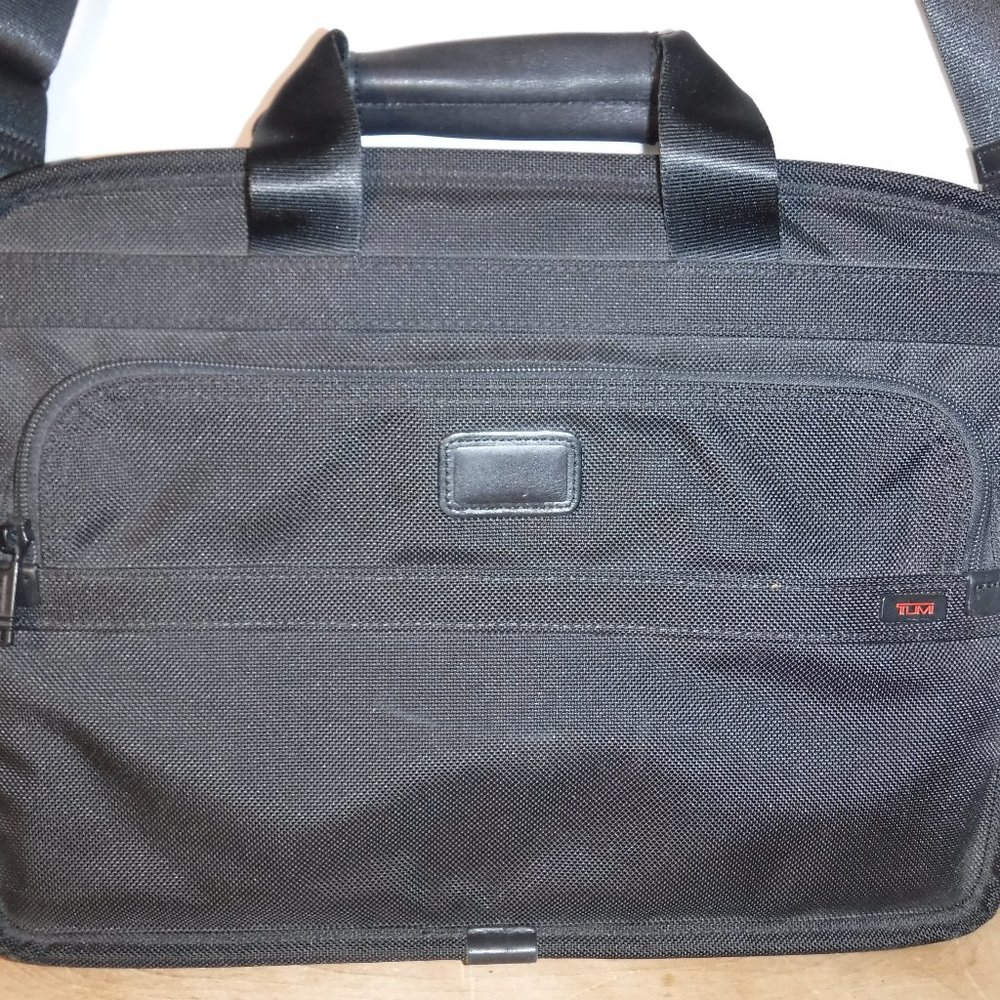 Tumi Slim Black Nylon Padded Laptop Messenger Bag